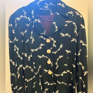 Betsey Johnson Hunter Green and White Bow Print Women's Coat